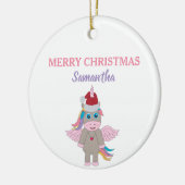 kerstboomkerstboom met kerstmis unicorn Santa Hat Keramisch Ornament (Links)