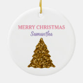 kerstboomkerstboom met kerstmis unicorn Santa Hat Keramisch Ornament (Achterkant)