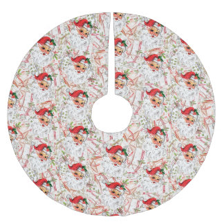 Kerstboomkleed van geborsteld polyester in vintage kerstboom rok