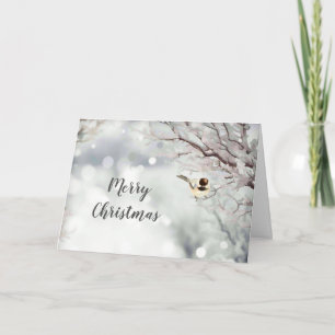 kerstboomkreeften Snowflakes Chickadee Bird Feestdagen Kaart