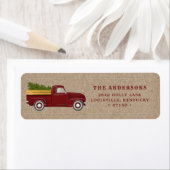 kerstboomlabel met rode vrachtwagen etiket (Insitu)