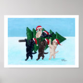 Kerstboomlabradors in het sneeuwveldwerk poster (Voorkant)