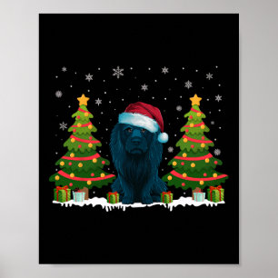 Kerstboomlampjes Afador Hond Santa Hat Christmas S Poster