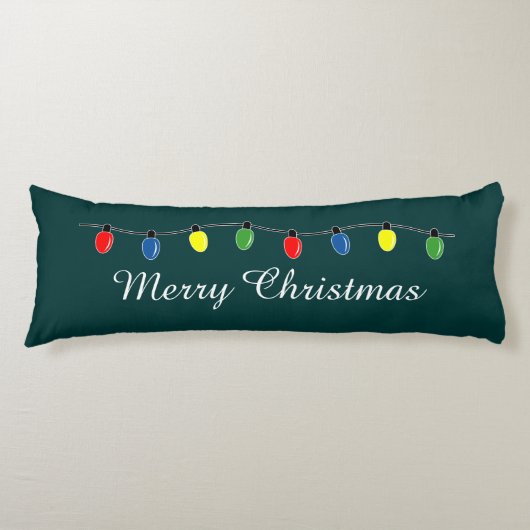 Kerstboomlampjes body kussen met aangepaste tekst (Voorkant)