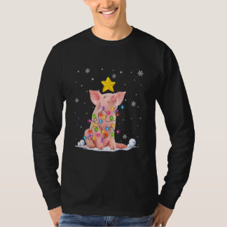 kerstboomlampjes voor varkens t-shirt