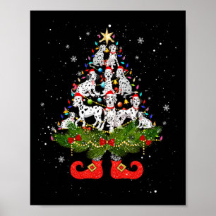 Kerstboomlichten Schattige Santa Hat Hondenliefheb Poster