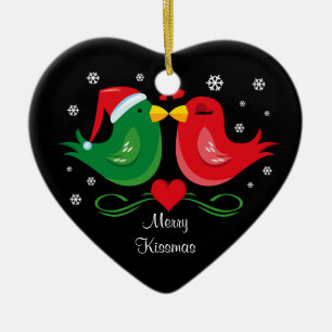 kerstboomluvevogels, gepersonaliseerd versieringsm keramisch ornament