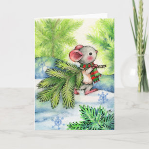 kerstboommuis Cute Animal Holidcard Feestdagen Kaart