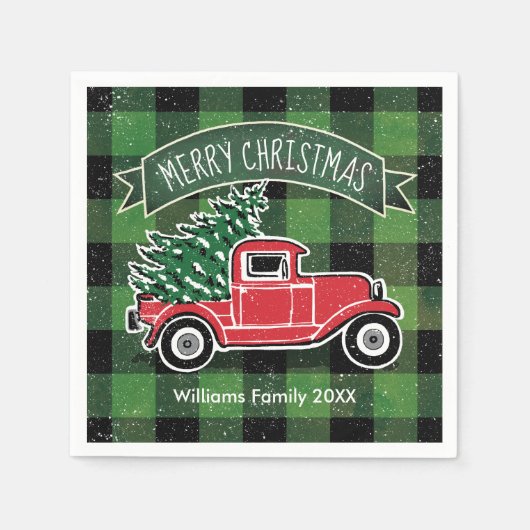 kerstboomnaam groene buffelplaat servet (Voorkant)