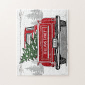  kerstboomnaam rode vrachtwagen Rustisch Legpuzzel (Verticaal)