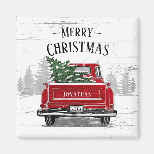 kerstboomnaam Rustisch hout Magneet (Voorkant)