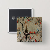 Kerstboomnesten ~ Buttonnen Vierkante Button 5,1 Cm (Voorkant /achterkant)