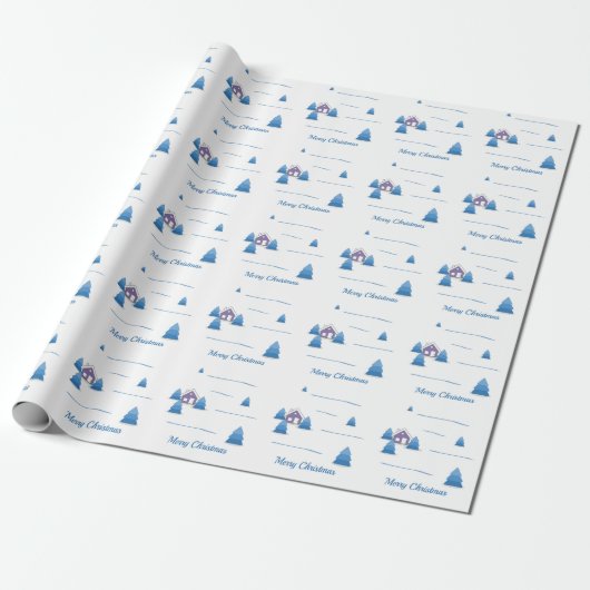 kerstboompapier voor het landschap van Snowy Cadeaupapier (Uitgerold)