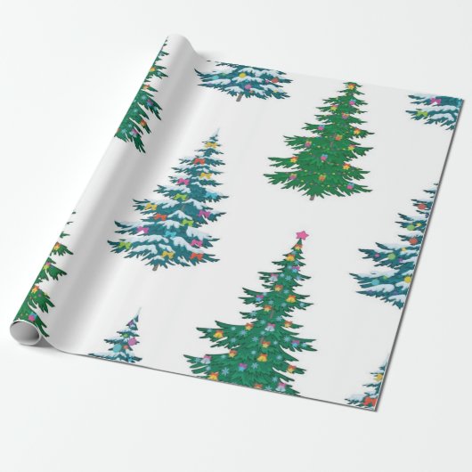 kerstboompatroon cadeaupapier (Uitgerold)