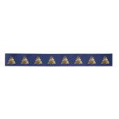 kerstboompatroon Elegant Navy Blue en Gold Lint (Voorkant)