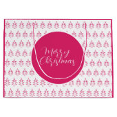 Kerstboompatroon Hot Roze Groot Cadeauzakje (Voorkant)