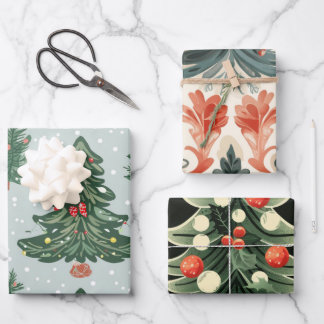 kerstboompatroon inpakpapier vel