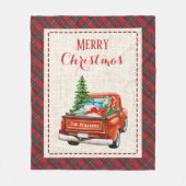  kerstboompatroon met rode vrachtwagen fleece deken (Voorkant)