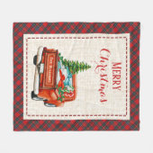  kerstboompatroon met rode vrachtwagen fleece deken (Voorkant (Horizontaal))