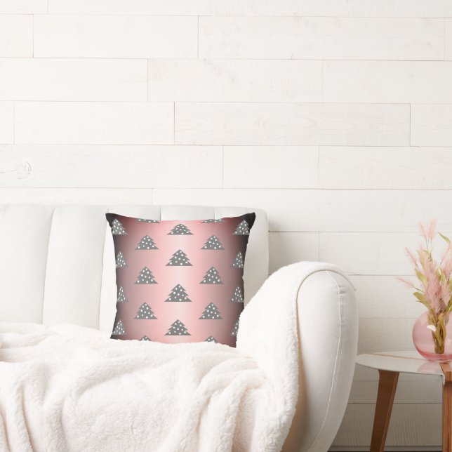 Kerstboompatroon Metallic roze feestdag Kussen (Bank)