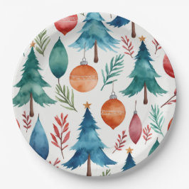 kerstboompatroon papieren bordje