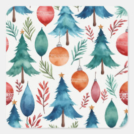 kerstboompatroon vierkante sticker