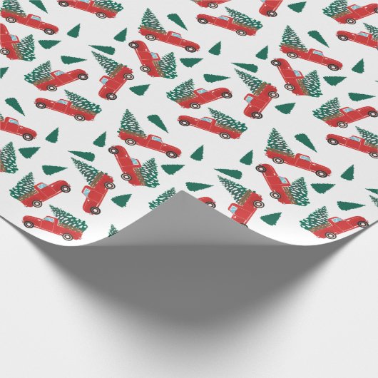 kerstboompatroonrood cadeaupapier (Hoek)