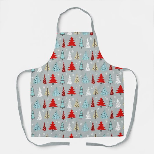 Kerstboompatroonrood en blauw ID175 Schort (Voorkant)