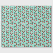 kerstboompatroonrood groen cadeaupapier (Vlak)