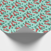 kerstboompatroonrood groen cadeaupapier (Hoek)