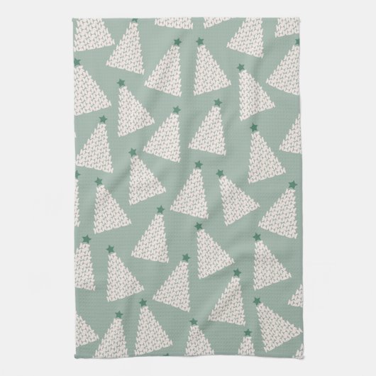 Kerstboompatroonstaal Groen Theedoek (Verticaal)