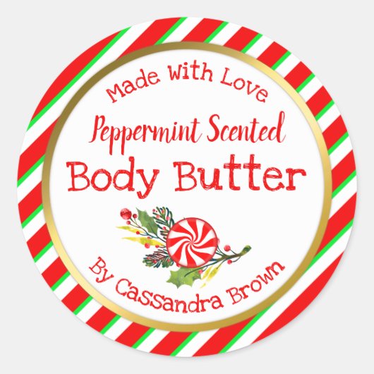 kerstboompeppermint body Butter DIY Ronde Sticker (Voorkant)