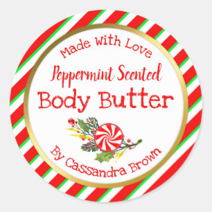  kerstboompeppermint body Butter DIY Ronde Sticker