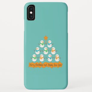 Kerstboompiramide gemaakt van kerst-sneeuwmannen iPhone XS max hoesje