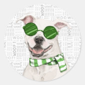 kerstboompit Bull Dog Lover Ronde Sticker (Voorkant)
