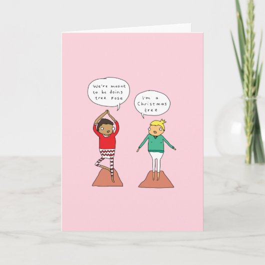 kerstboompose | Grappige Yoga Kerst Kaart (Voorkant)