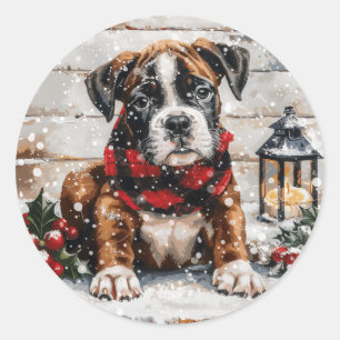 kerstboompuppy ronde sticker