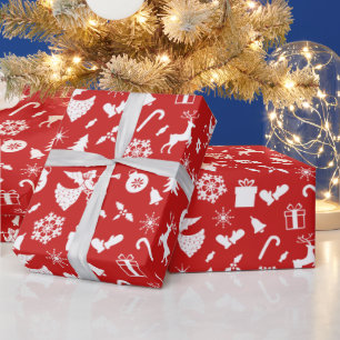 Kerstboomrendiertje Snowflake Angel White Cadeaupapier