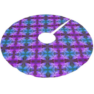 Kerstboomrok - Blauw/Paarse Poinsettias. Kerstboom Rok