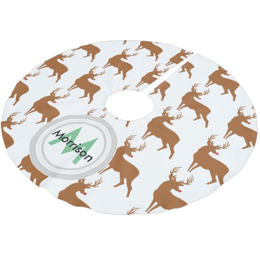 Kerstboomrokken met rode neus rendiermonogram kerstboom rok (Gekanteld)