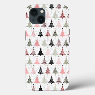 Kerstboomroze en groen met witte achtergrond iPhone 13 hoesje