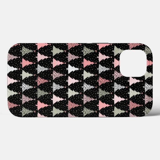 kerstboomroze en groen met zwarte achtergrond Case-Mate iPhone case (Achterkant (horizontaal))