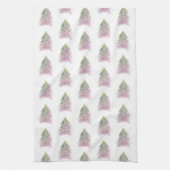 kerstboomroze Waterverf feestdag Theedoek (Verticaal)