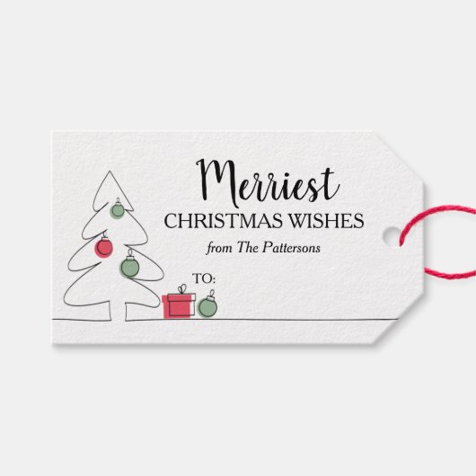 Kerstboomschets feestdag cadeaulabel (Voorkant (Horizontaal))