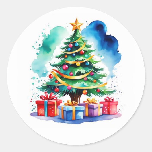 Kerstboomscheurtjes Ronde Sticker (Voorkant)