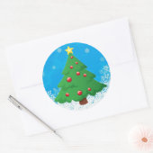 Kerstboomscheurtjes Ronde Sticker (Envelop)