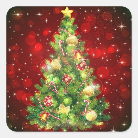 Kerstboomscheurtjes Vierkante Sticker (Voorkant)