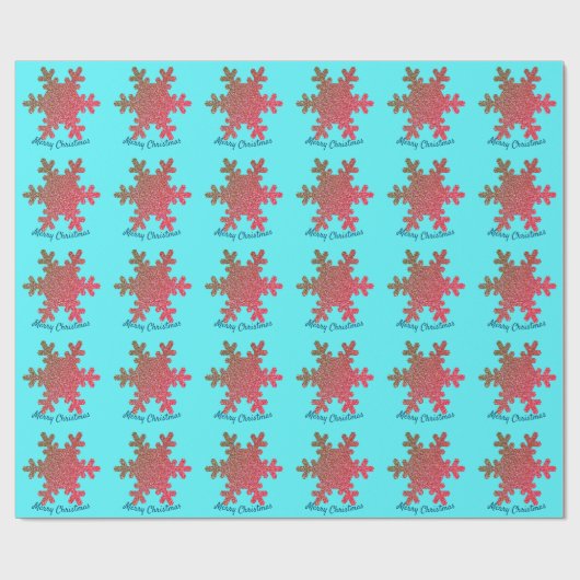 kerstboomschilfers Blauwe roze roze goudglitter Cadeaupapier (Vlak)