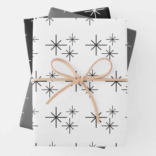 kerstboomschilfers Pattern Black White Elegant Inpakpapier Vel (In situ)