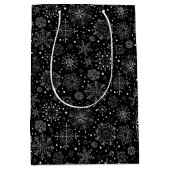 kerstboomschilfers, zwart en wit medium cadeauzakje (Voorkant)